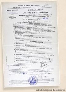 Extrait du registre du commerce.