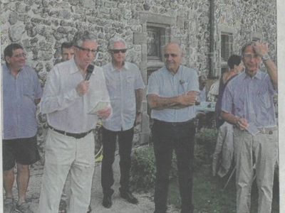 Philippe Auzas, président de l'AAP et Pierre Court, président de la Société de Sauvegarde des Monuments anciens de l'Ardèche, ont été accueillis par le Maire de président de l'agglo, Frédéric Sausset.